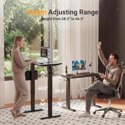 Black Electric Standing Desk 32x19 Inch Compact Height Adjustable Workspace