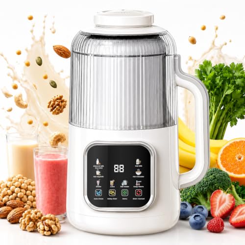 Flelano 11-in-1 White Electric Milk Maker, 46oz Multi-Functional Plant & Nut Milk Brewer