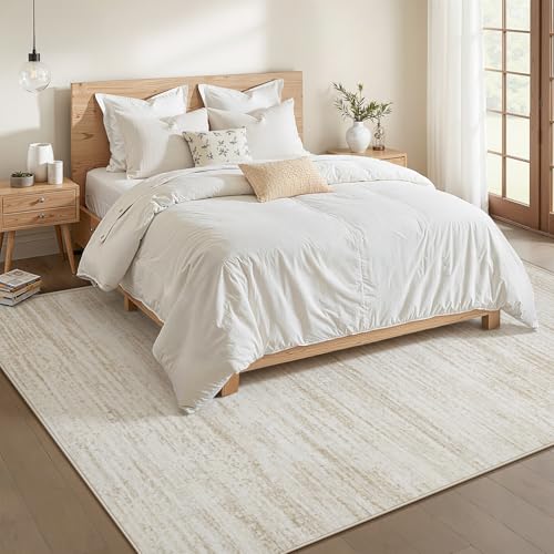 Beige 5x7 Modern Washable Non-Slip Area Rug for Living Room, Bedroom, Kitchen