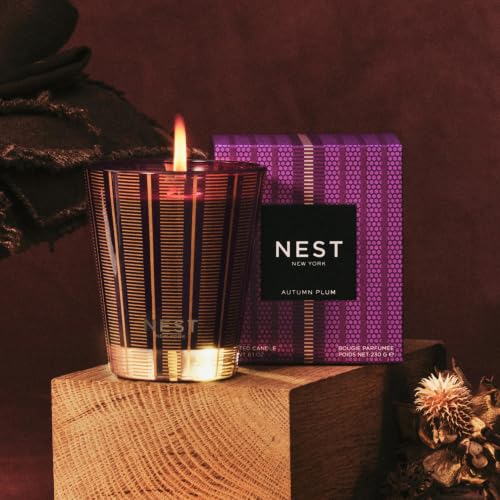 Nest New York Autumn Plum Scented Candle 8.1 oz - Long Burn Time, Reusable Glass