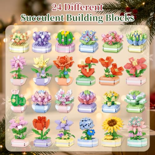 TINY FUN 24-Day Botanical Building Block Advent Calendar with Flowers & Succulents