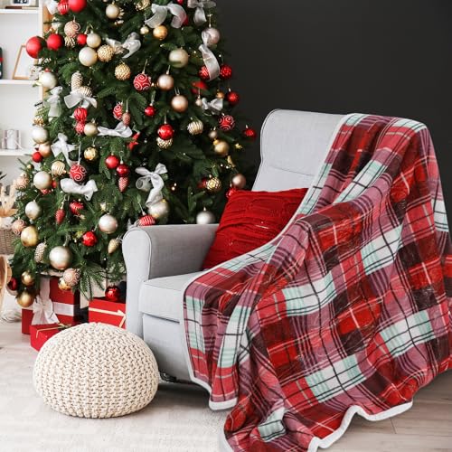 Tiamon 2-Pack Christmas Throw Blankets 50x60in, Buffalo Plaid Holiday Decor