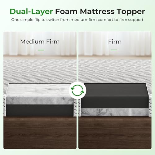 HOMRELEXA Twin XL 3 Inch Bamboo Mattress Topper with Cooling Gel & Charcoal Foam