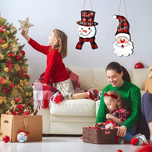 Namalu 2-Pack Christmas Wooden Door Decorations Santa & Snowman