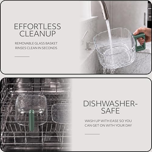 5QT Green Eco Glass Air Fryer with Digital Touchscreen, 6-in-1 Cooking