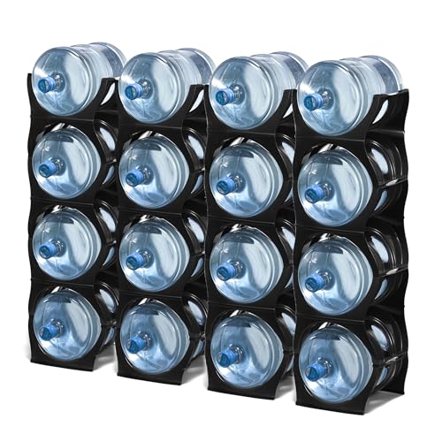 Bariboo Stackable Water Bottle Organizer Rack 4 No Shelf Black - 5 Gallon Jug Holder