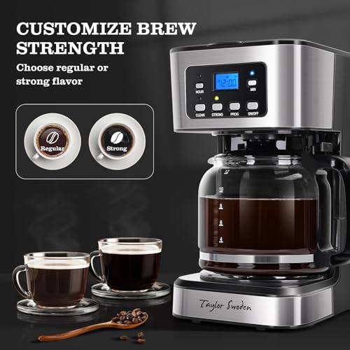 Black Programmable 12-Cup Coffee Maker with LCD Display & Auto Shutoff