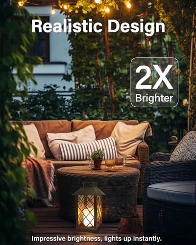 Bronze 14'' Solar Lanterns 2 Pack Waterproof Tempered Glass Outdoor Decor