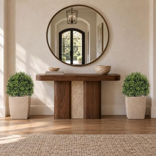 Artificial Boxwood Topiary Ball Trees Outdoor Faux Plants - Green, 27 Inches