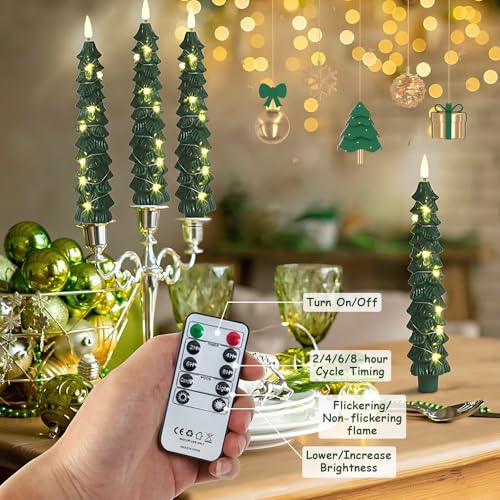 Christmas Tree Flameless Candles with Remote Control - Safe Holiday Decor