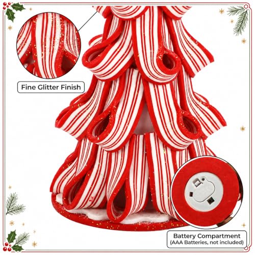 Multicolor 4 Pcs Christmas Ribbon Candy Table Trees with Lights