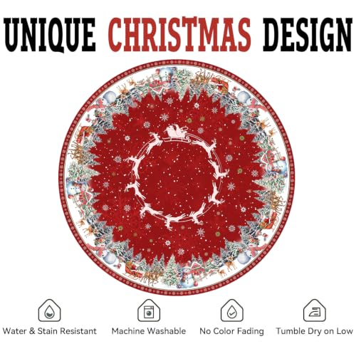 Lookio Chubba Christmas Red Round Tablecloth 90 Inch Waterproof Holiday Decor