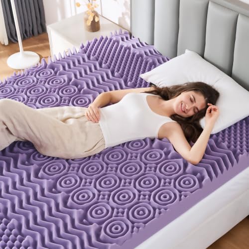 Twin XL Mattress Topper 3 Inch 7-Zone Gel Memory Foam Lavender Infused