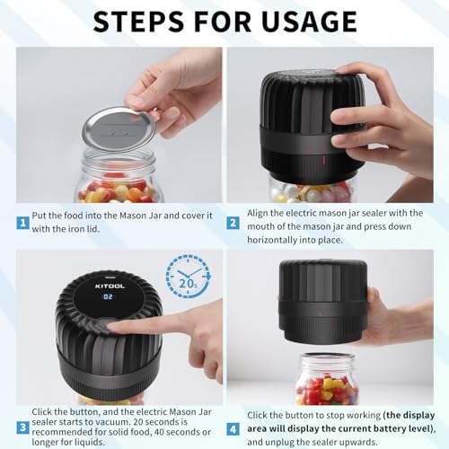 Blue Mason Jar Vacuum Sealer Kit for Wide & Regular Mouth Jars - Food Saver with 10 Lids
