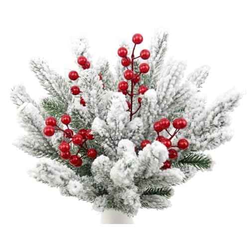 30 Pack Christmas Red Berries Stems, Artificial Red Berry Christmas Picks for Christmas Tree Decorations Crafts DIY Xmas Wreath Wedding Holiday Home Decor