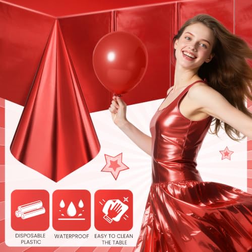 1 Pack Red Metallic Matte Tablecloth 40 x 108 in - Just Shimmer Rectangular