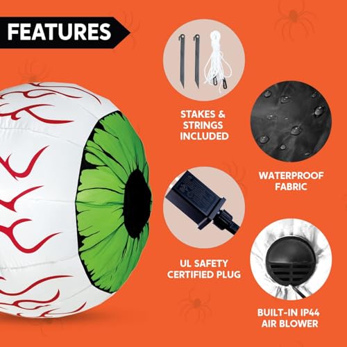 2 Pack 3ft Light-Up Halloween Inflatable Eyes - Green Eyes Outdoor Decor