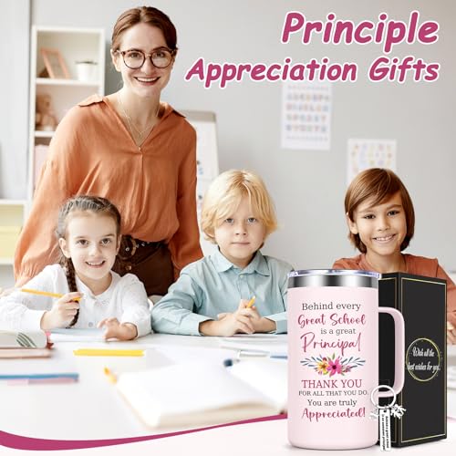 Qtencas 20 oz Rose Quartz Principal Appreciation Coffee Mug with Keychain - Retirement & Birthday Gift