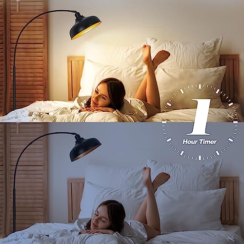 Brilvibera Black 70-Inch Dimmable Arch Floor Lamp with Remote & Adjustable Shade