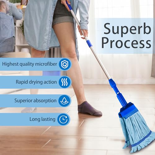 10-Pack Large Microfiber Mop Refill Heads - 400 GSM Commercial Wet Mop Replacement - Blue - Variation of THIS listing