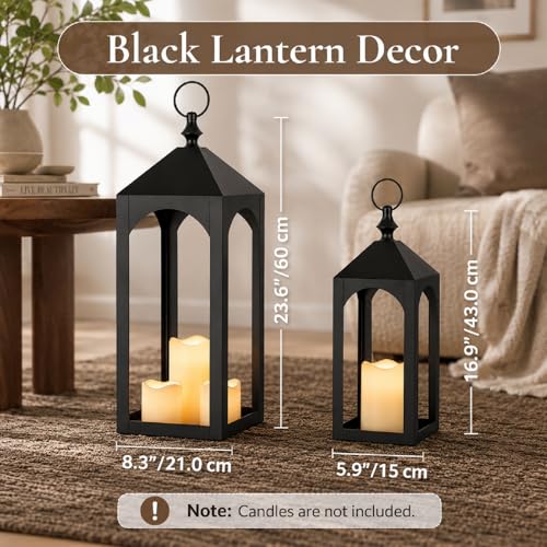 Large Outdoor Floor Lantern Set of 2 Without Glass - Fall Porch Decor