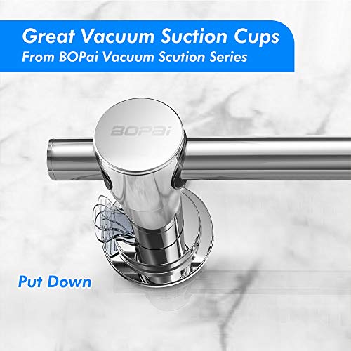 BOPai 24 Inch Chrome Suction Cup Towel Bar - No Drilling, Bathroom Wall Mount