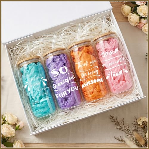 Naeqieo Clear 20oz Employee Appreciation Gifts Set - Inspirational Thank You for Staff, Mixed
