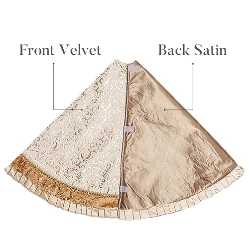Valery Madelyn 48 Inch White Gold Christmas Tree Skirt - Elegant Holiday Decor
