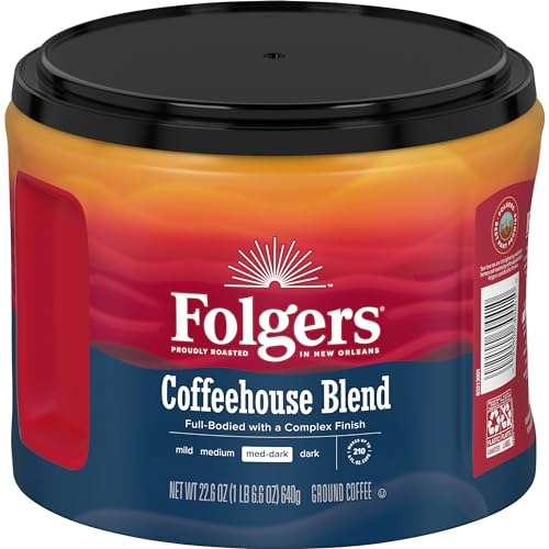 Folgers Coffeehouse Blend Ground Coffee Canisters - Pack of 6, 22.6 Oz