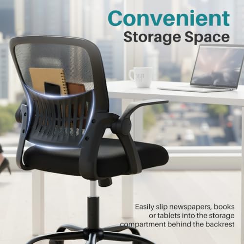 OLIXIS Ergonomic Office Desk Chair - Mid-Back Executive Mesh Chair, Black, 23.8"D
