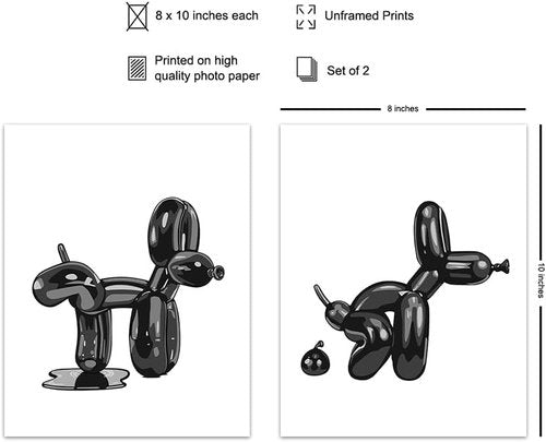 **Regine Switzerland Balloon Dog Bathroom Decor Set - Cute Y2K Black Art for Kids' Restroom**