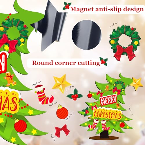 TOODOO Cute Christmas Refrigerator Magnets DIY Xmas Tree Stickers Holiday Decor
