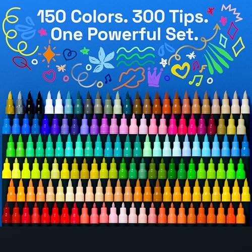 ARTISTRO 150 Acrylic Dual Tip Glass Marker Pens Set - Perfect for Wine Glasses