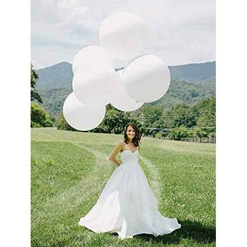 36 inch White Latex Balloons Large Round Balloon for Birthday Wedding Party Decorations,6 pcs