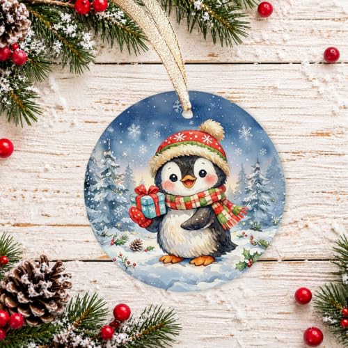 Fulsoe Winter Penguin Christmas Ornament - Blue Holiday Tree Decor