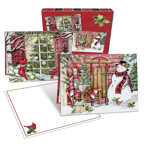 Lang Home for The Holidays Assorted Christmas Cards - 18 Luxurious Linen-Embossed Holiday Greeting Cards with Envelopes