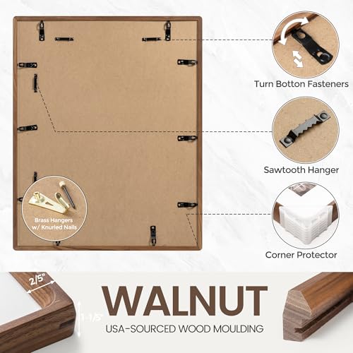 American Black Walnut Photo Frame Set 16x20 - Handcrafted Hardwood Wall Art - Set of 2