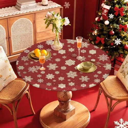 Christmas Snowflake Round Tablecloth 36" Fits 32-36" Tables ARTSGOO