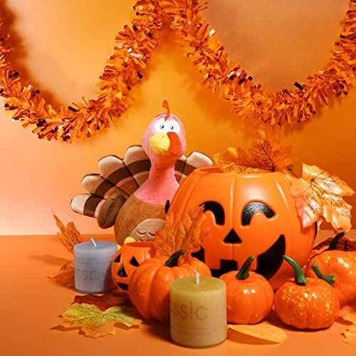 Sumind 6 Pcs 39.4ft Thanksgiving Tinsel Garland Orange Glittering Fall Metallic Hanging Garland Decoration for Halloween, Autumn, Thanksgiving Party Decor
