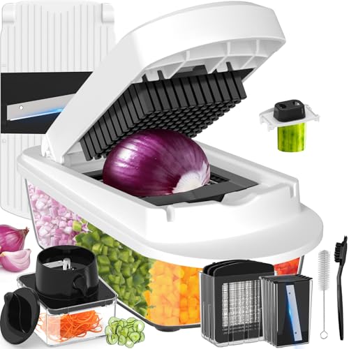 White 12-Blade Food Chopper & Egg Slicer Set - Kitchen Gadget