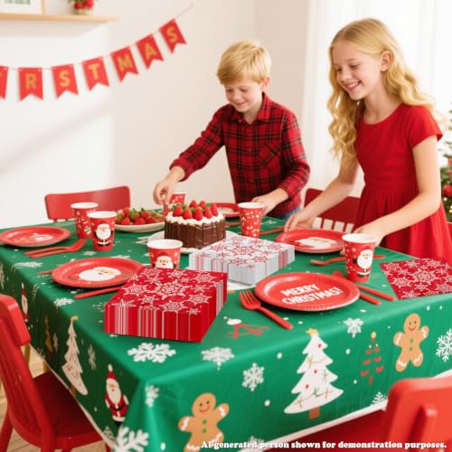 100 Pcs Christmas Snowflake Napkins - Red & White Holiday Paper Napkins for Xmas Party