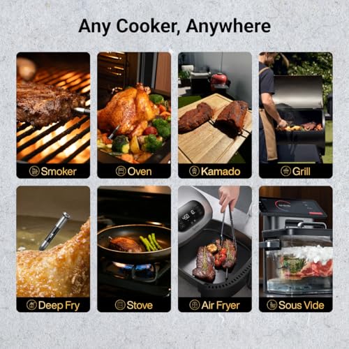Wireless Meat Thermometer with 6 Sensors and 1 Probe - Standalone LCD Display