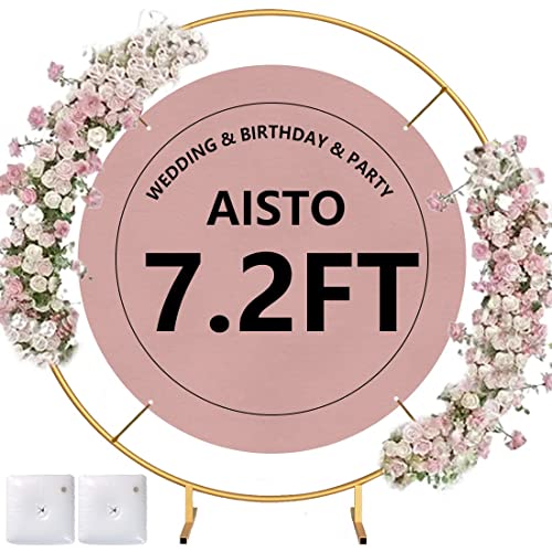 Aisto 7.2FT Gold Round Balloon Backdrop Stand for Wedding Party Decorations