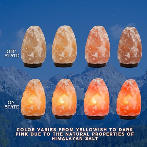 7-9 Inch Himalayan Salt Lamp with Dimmable Cord - Natural Crystal Night Light with Wooden Base