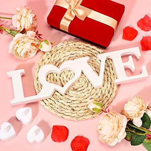 Kigley Wooden Love Sign Wedding Table Decorations Wood Love Letters Bridal Shower Signs for Home Decor Married Anniversary Party Wedding Party Proposal Ceremony(White)