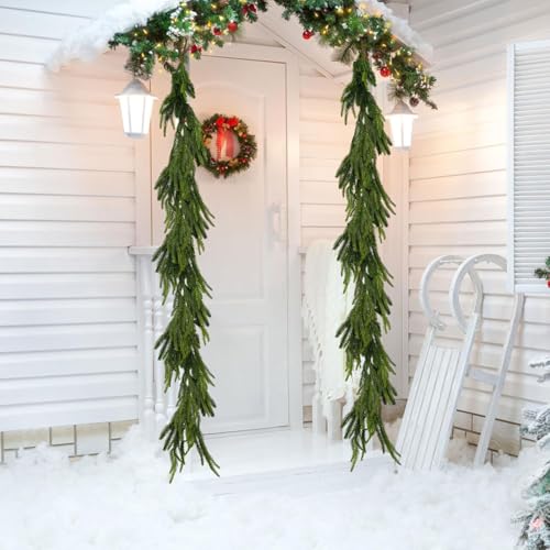 12FT Artificial Norfolk Pine Garland - Real Touch Holiday Decor for Indoor & Outdoor