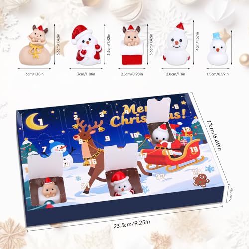 Christmas Advent Calendar, 24 Days Countdown Blind Box,Christmas Countdown Advent Calendar with Glowing Resin Figurines - Blind Box Holiday Decor for Desk, Car, or Home