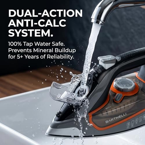 Bartnelli Pro 1700W Heavy-Duty Steam Iron with Ceramic Soleplate & Auto Shut-Off