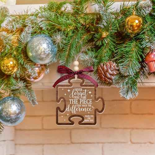 Pawzity Thank You Gifts - Never Forget You are The Piece That Made The Difference Ornaments - Appreciation Gift for Women Coworker Friend Teacher Boss Nurse - Wood Acrylic Thank You Christmas Ornament