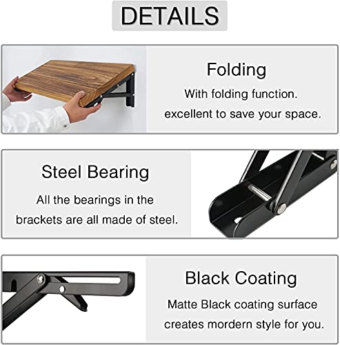 AUTOHJ 24 Inch Folding Shelf Brackets - Heavy Duty Wall Mounting Shelf Supports, 4 Pack